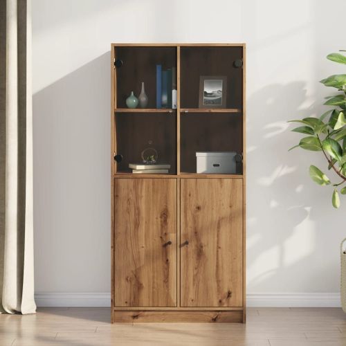 Vidaxl Buffet Haut Avec Portes Chêne Artisanal Bois D'ingénierie
