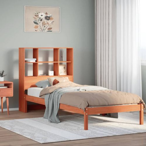 Vidaxl Lit Bibliothèque Sans Matelas Cire Marron 75x190 Cm Pin Massif