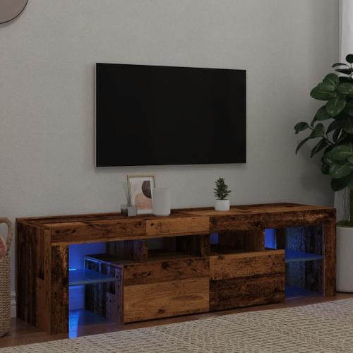 Vidaxl Meuble Tv Avec Lumières Led Vieux Bois Bois D'ingénierie