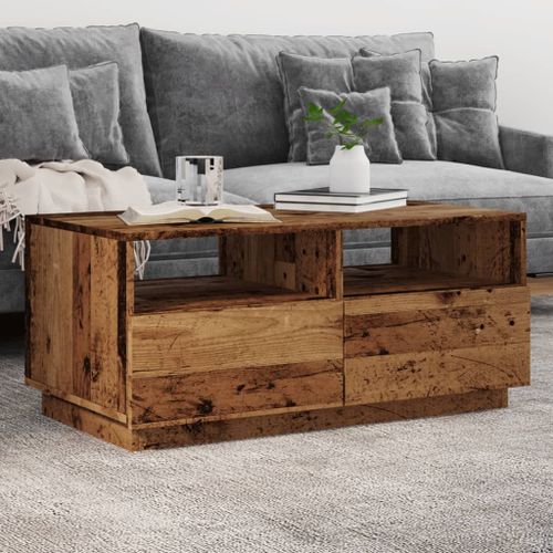 Vidaxl Table Basse Avec Lumières Led Vieux Bois 90x49x40 Cm