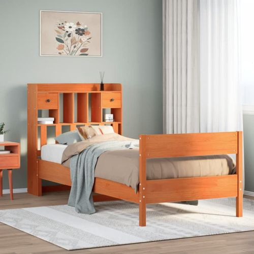 Vidaxl Lit Bibliothèque Sans Matelas Cire Marron 100x200 Cm Pin Massif