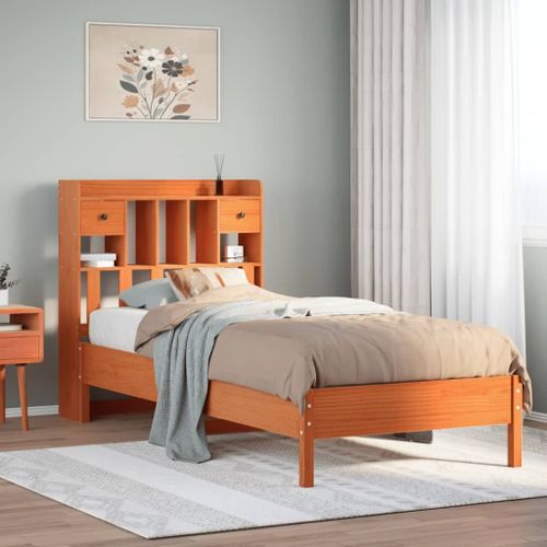 Vidaxl Lit Bibliothèque Sans Matelas Cire Marron 75x190 Cm Pin Massif