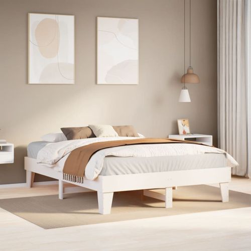 Vidaxl Cadre De Lit Sans Matelas Blanc 150x200 Cm Bois De Pin Massif