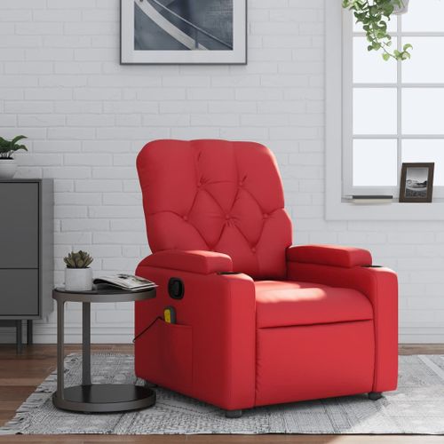 Vidaxl Fauteuil De Massage Inclinable Rouge Similicuir
