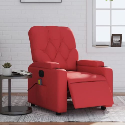 Vidaxl Fauteuil De Massage Inclinable Électrique Rouge Similicuir