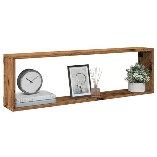 Vidaxl Étagères Cube Murales 4 Pcs Vieux Bois 100x15x30 Cm
