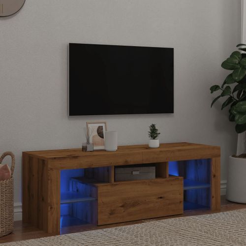 Vidaxl Meuble Tv Avec Lumières Led Chêne Artisanal Bois D'ingénierie