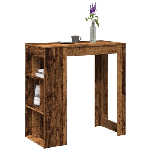 Vidaxl Table De Bar Avec Étagères Vieux Bois Bois D'ingénierie
