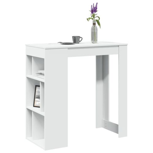 Vidaxl Table De Bar Avec Étagères Blanc Bois D'ingénierie