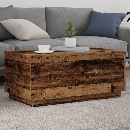 Vidaxl Table Basse Avec Lumières Led Vieux Bois 90x50x40 Cm