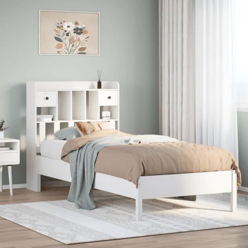 Vidaxl Lit Bibliothèque Sans Matelas Blanc 75x190cm Bois De Pin Massif