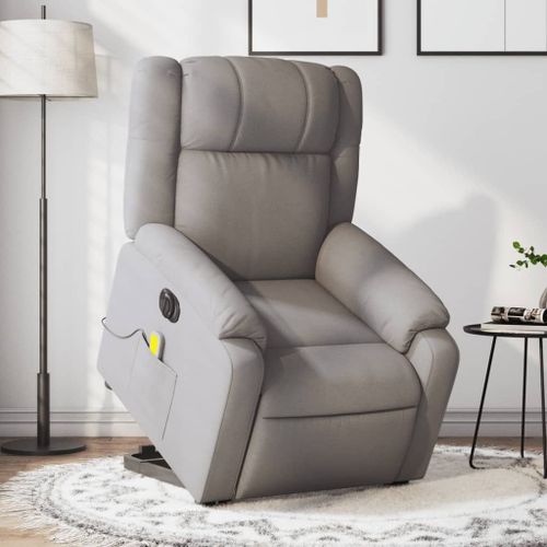 Vidaxl Fauteuil Inclinable De Massage Électrique Taupe Tissu