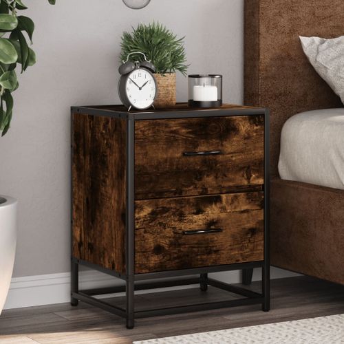Vidaxl Table De Chevet Chêne Fumé 40x31x50 Cm Bois D'ingénierie