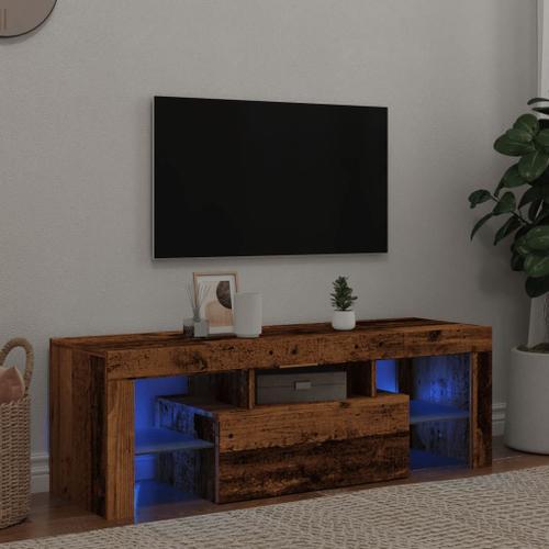 Vidaxl Meuble Tv Avec Lumières Led Vieux Bois Bois D'ingénierie