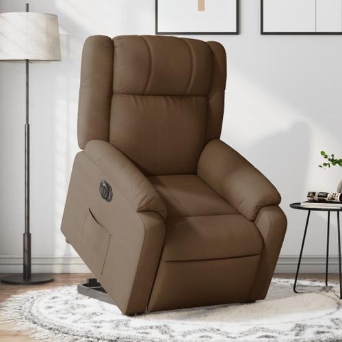 Vidaxl Fauteuil Inclinable Électrique Marron Tissu