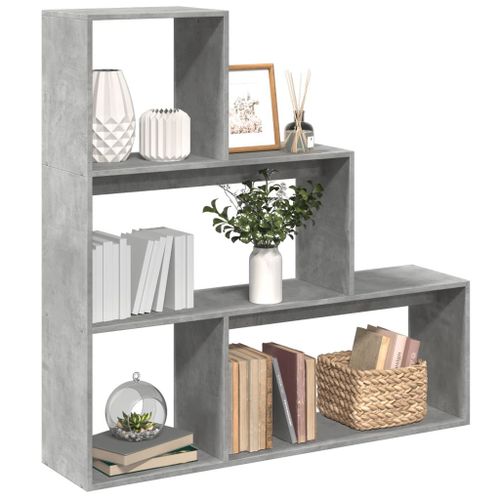 Vidaxl Étagère Séparatrice De Pièce 3 Niveaux Gris Béton 123x29x123 Cm