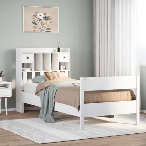 Vidaxl Lit Bibliothèque Sans Matelas Blanc 100x200 Cm Bois Pin Massif