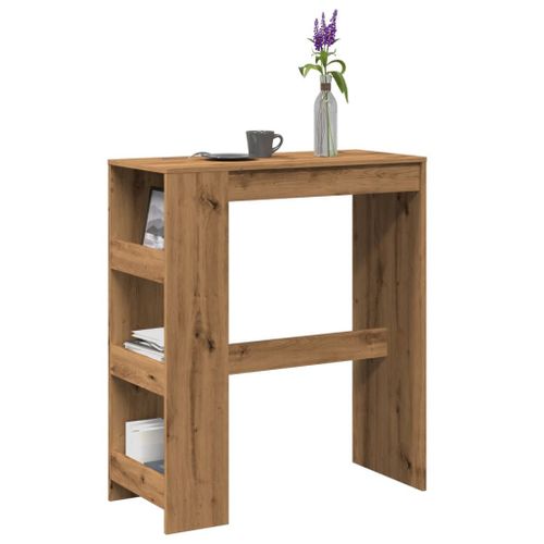 Vidaxl Table De Bar Avec Étagères Chêne Artisanal Bois D'ingénierie