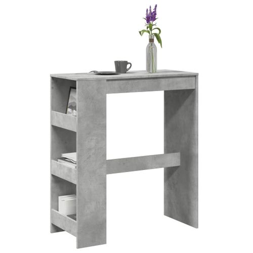 Vidaxl Table De Bar Avec Étagères Gris Béton Bois D'ingénierie