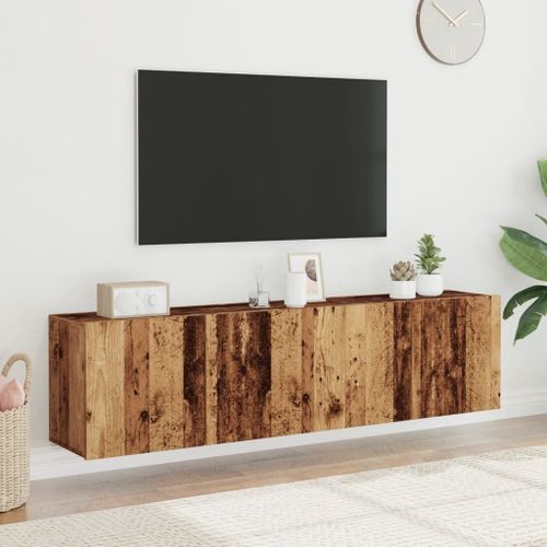 Vidaxl Meubles Tv Muraux 2 Pcs Vieux Bois 80x30x41 Cm