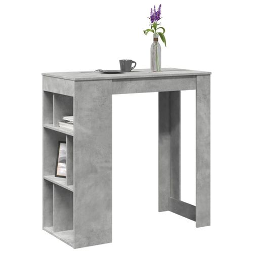 Vidaxl Table De Bar Avec Étagères Gris Béton Bois D'ingénierie