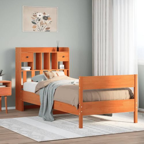 Vidaxl Lit Bibliothèque Sans Matelas Cire Marron 75x190 Cm Pin Massif