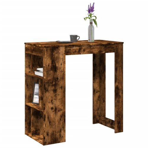 Vidaxl Table De Bar Avec Étagères Chêne Fumé Bois D'ingénierie