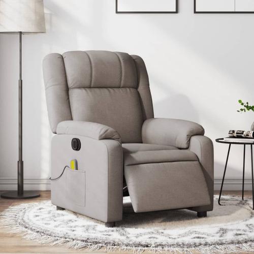 Vidaxl Fauteuil De Massage Inclinable Électrique Taupe Tissu