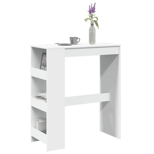 Vidaxl Table De Bar Et Étagères Blanc 90x40x103,5 Cm Bois D'ingénierie