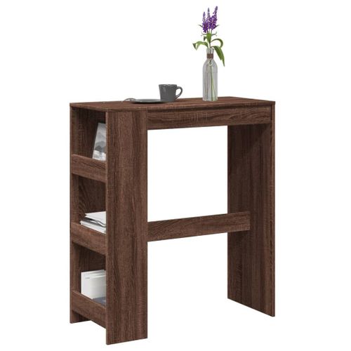 Vidaxl Table De Bar Avec Étagères Chêne Marron Bois D'ingénierie
