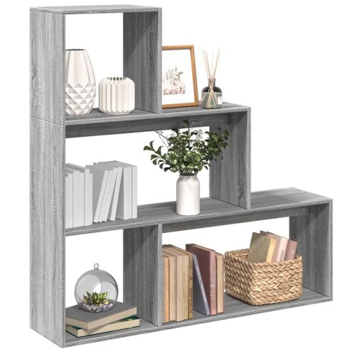 Vidaxl Étagère Séparatrice De Pièce 3niveaux Sonoma Gris 123x29x123 Cm