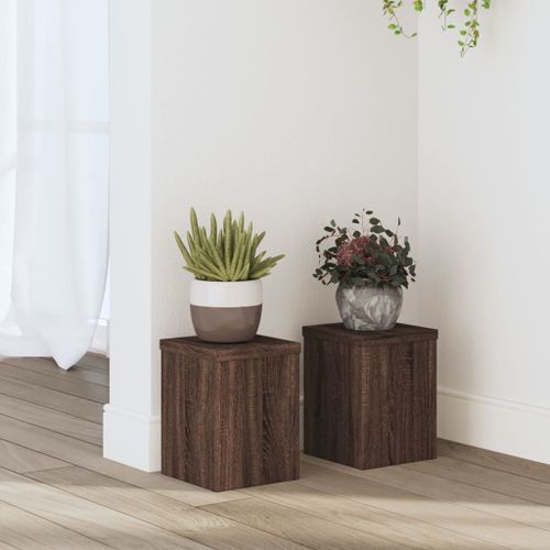 Vidaxl Supports Pour Plantes 2 Pcs Chêne Marron Bois D'ingénierie