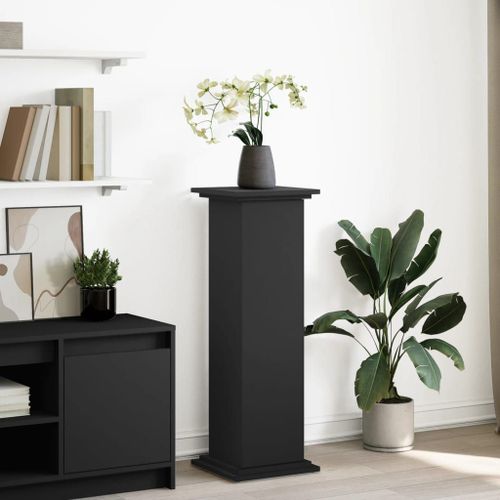 Vidaxl Piédestal Avec Rangement Noir 31x30x90 Cm Bois D'ingénierie