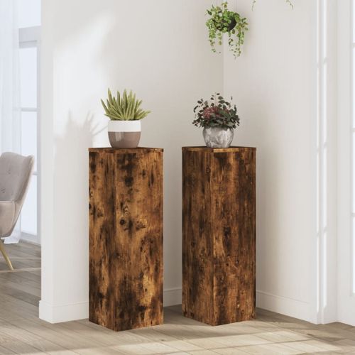 Vidaxl Supports Pour Plantes 2 Pcs Chêne Fumé Bois D'ingénierie