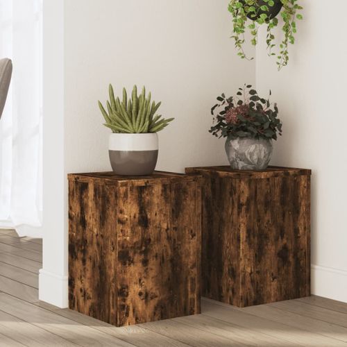 Vidaxl Supports Pour Plantes 2 Pcs Chêne Fumé Bois D'ingénierie