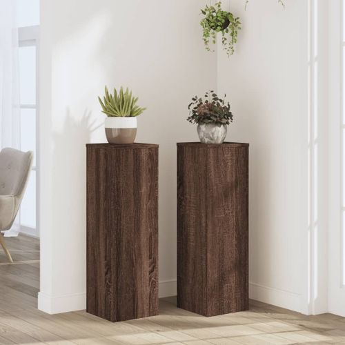 Vidaxl Supports Pour Plantes 2 Pcs Chêne Marron Bois D'ingénierie