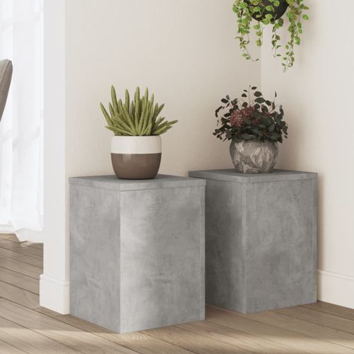 Vidaxl Supports Pour Plantes 2 Pcs Gris Béton Bois D'ingénierie