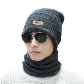 Ensemble Écharpe Bonnet Chaud D'hiver Gris