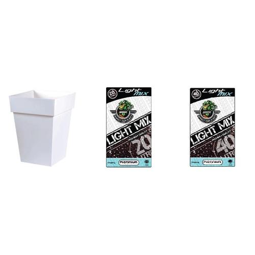 Pack - Pot Eda Toscane Blanc Carré 51l + Substrat Platinium Lightmix