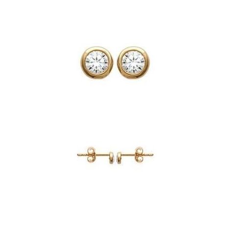 Boucles D'oreilles - Bijouxia - Puces Zirconium Serti Clos Cristal Plaqué Or 18 Carats