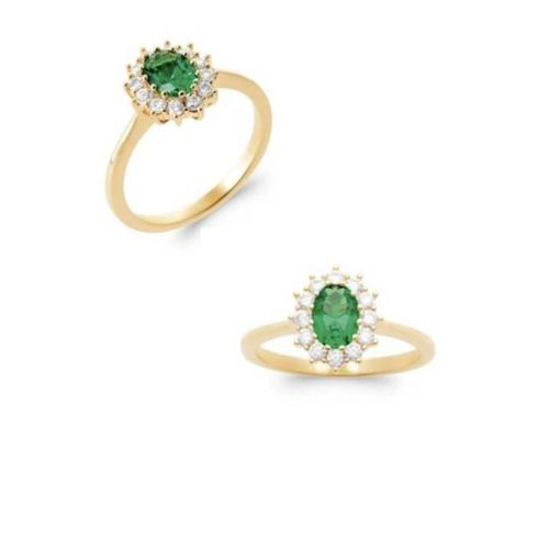 Bague Marquise Émeraude Plaqué Or 18 Carats 5 Microns Bijoux Tailles 50 À 60 56