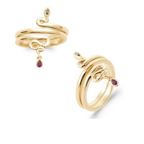 Bague Serpent En Plaqué Or 18ct Avec Pierres De Couleurs En Oxyde De Zirconium - Bijouxia