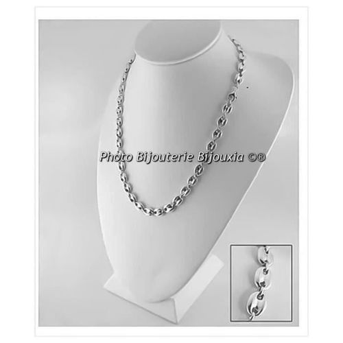 Chaîne Grain De Café 6mm X 55cm Argent Massif 925 - Bijouxia