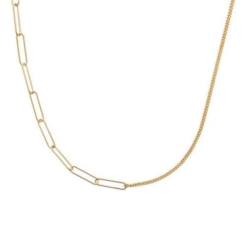 Collier Chaîne De Cou Double Mailles Différentes En Plaqué Or 18 Carats 750-000