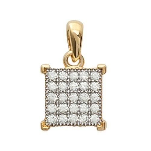 Pendentif - Bijouxia - Pavé Microserti - Plaqué Or 18 Carats - Cristaux Oxyde De Zirconium