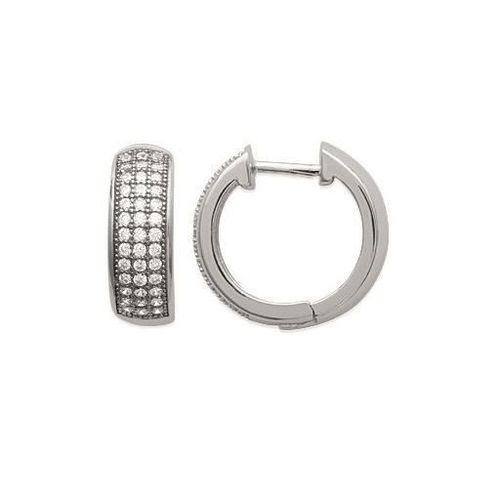 Boucles D'oreilles Créoles Microserti Argent 925 Rhodié - Bijouxia - Femme - Oxyde De Zirconium - Argenté