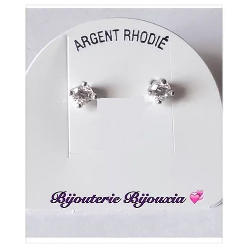 Boucles D'oreilles En Argent Massif 925/000 Rhodié Avec Zirconium - Bijouxia