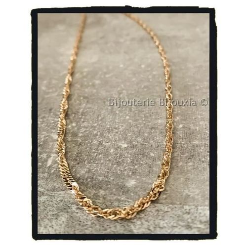 Chaîne - Bijouxia - Robuste 50 Cm - Maille Singapour - Plaqué Or 18 Carats 750/1000