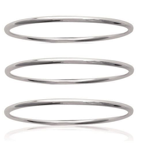 Bracelets Lot Trois Joncs Épais Argent Massif 6,6 Cm