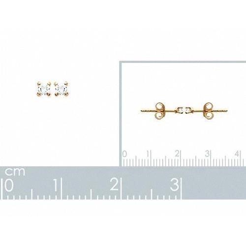 Boucles D'oreilles - Bijouxia - Puces Zirconium Rond Serti 4 Griffes - Plaqué Or 18 Carats
